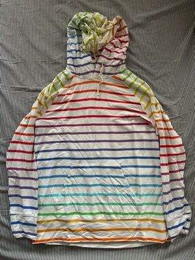 Women's Stripe & Stare Lightweight Rainbow Stripe Hooded Sweatshirt